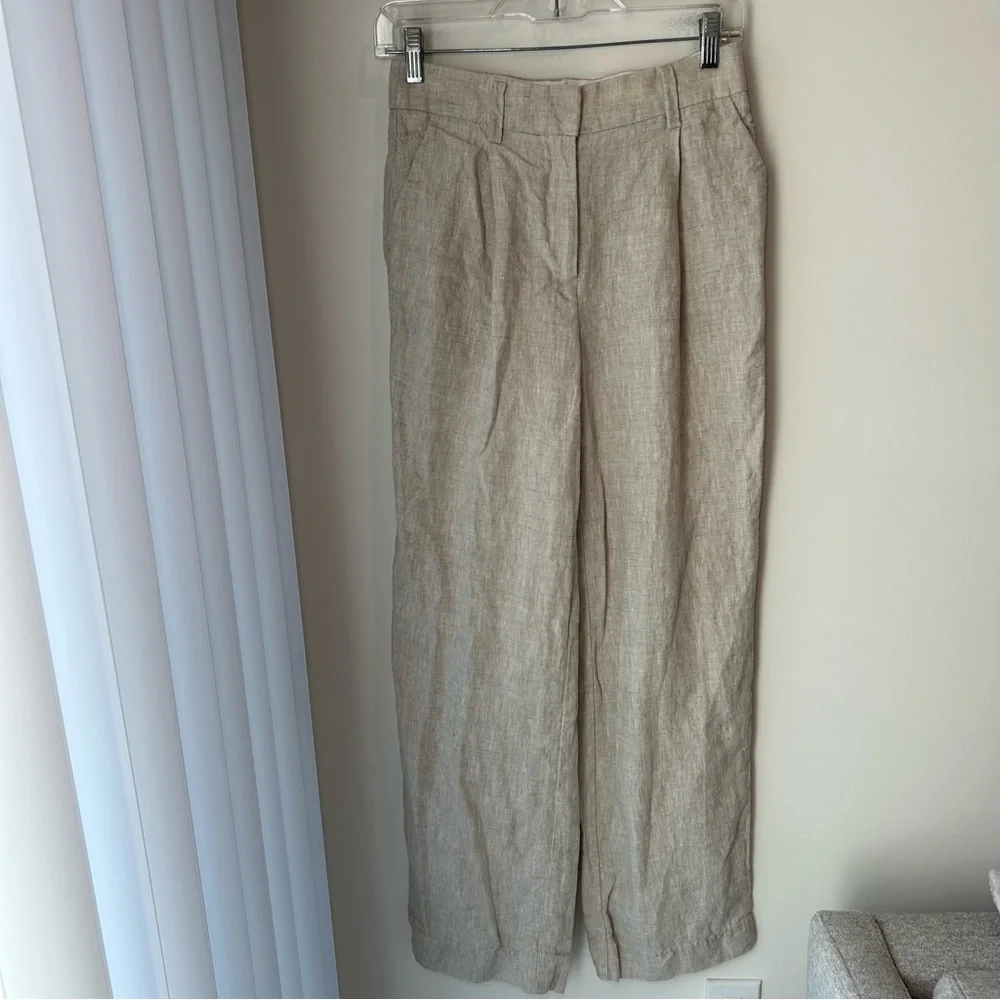 Reformation 100% Linen Pants Oatmeal Size 0
